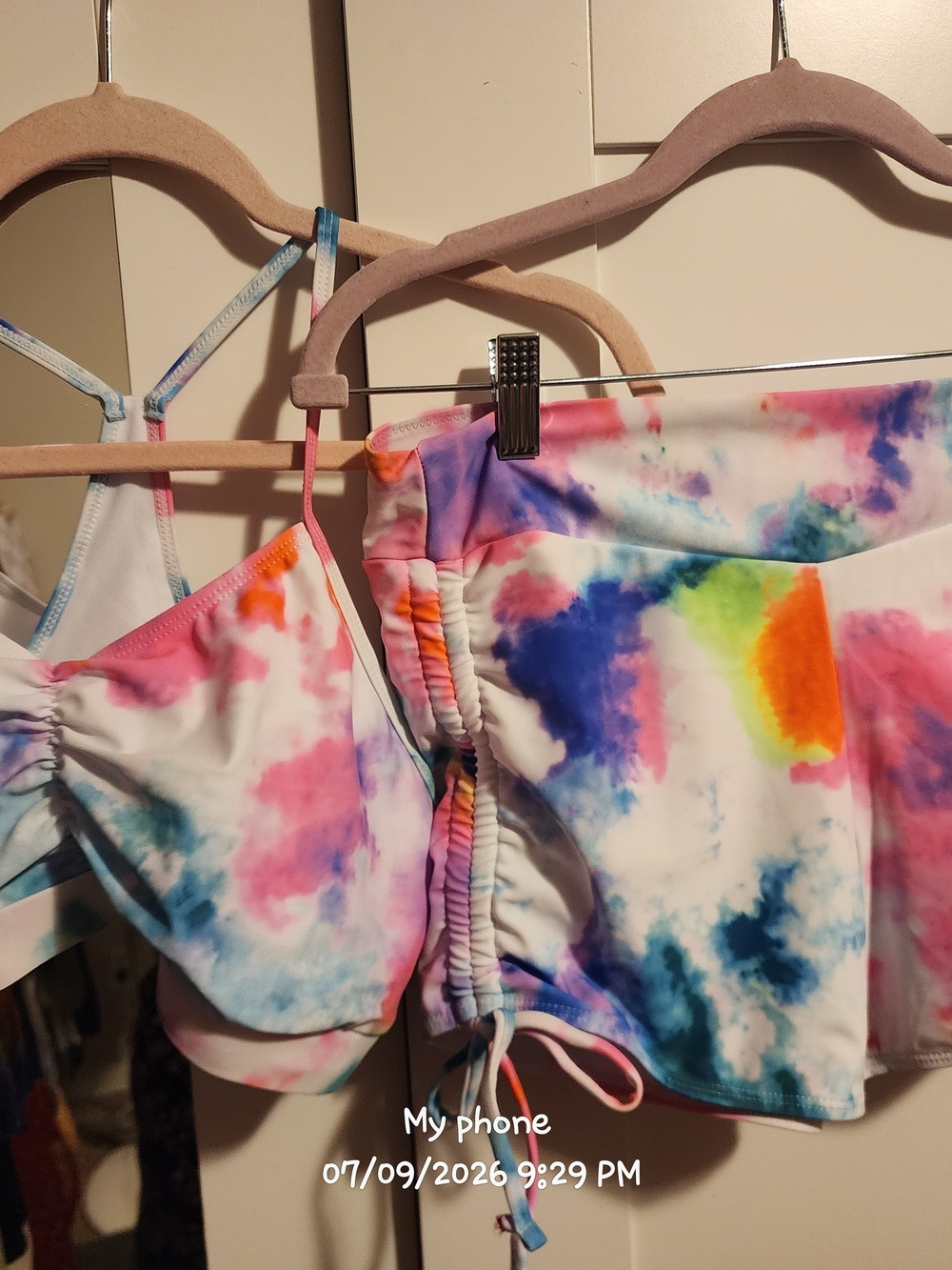 SHEIN Multicolor Tie-Dye Bikini Set - Pink, Blue, Orange, Green